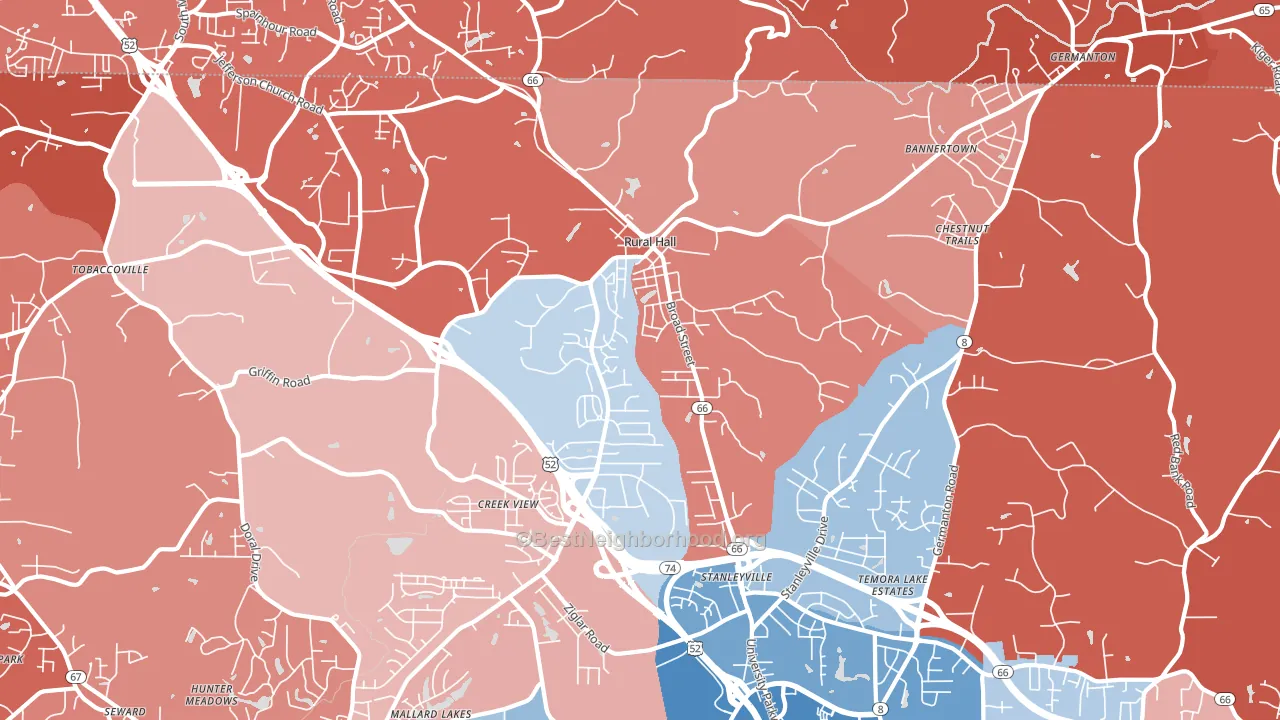 27045, NC block-group political-lean map