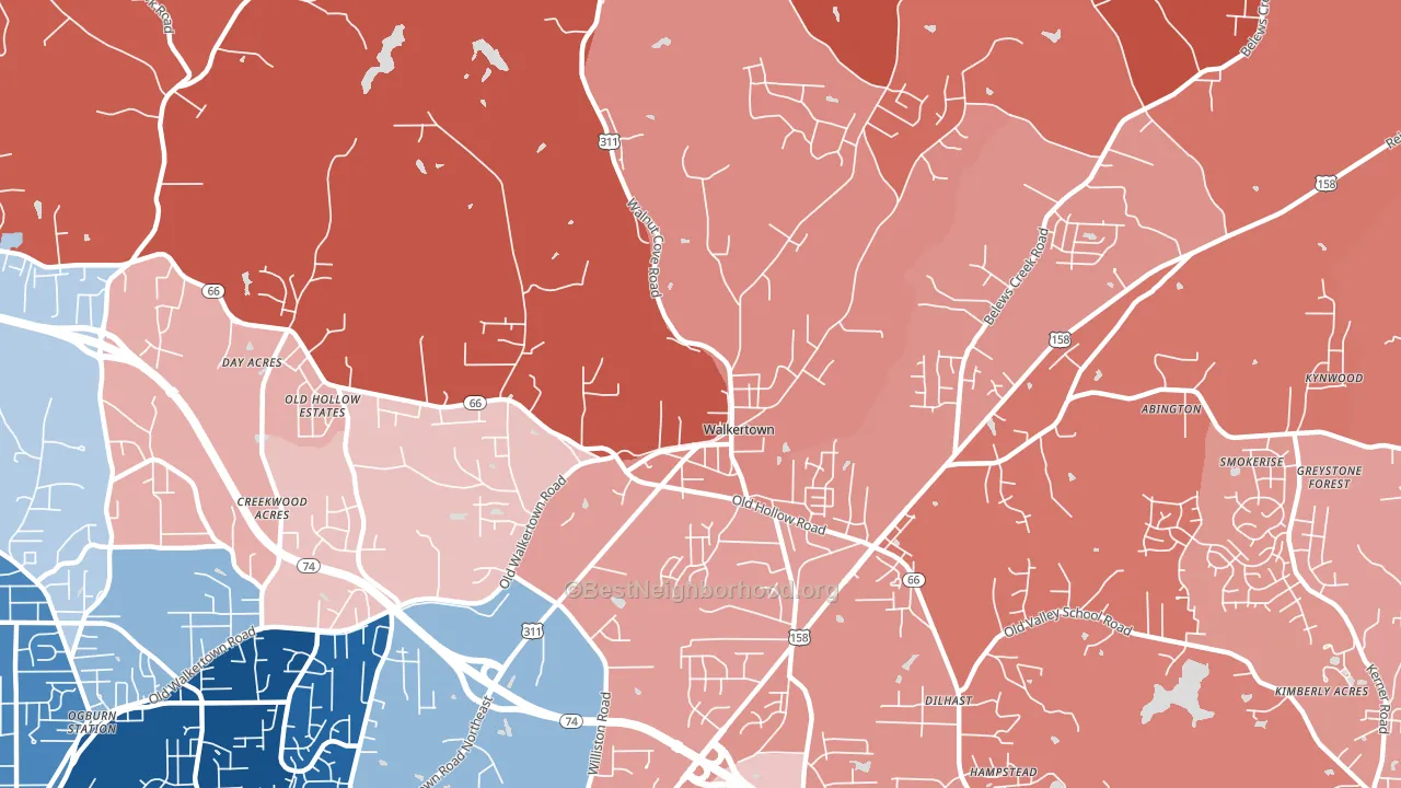 27051, NC block-group political-lean map