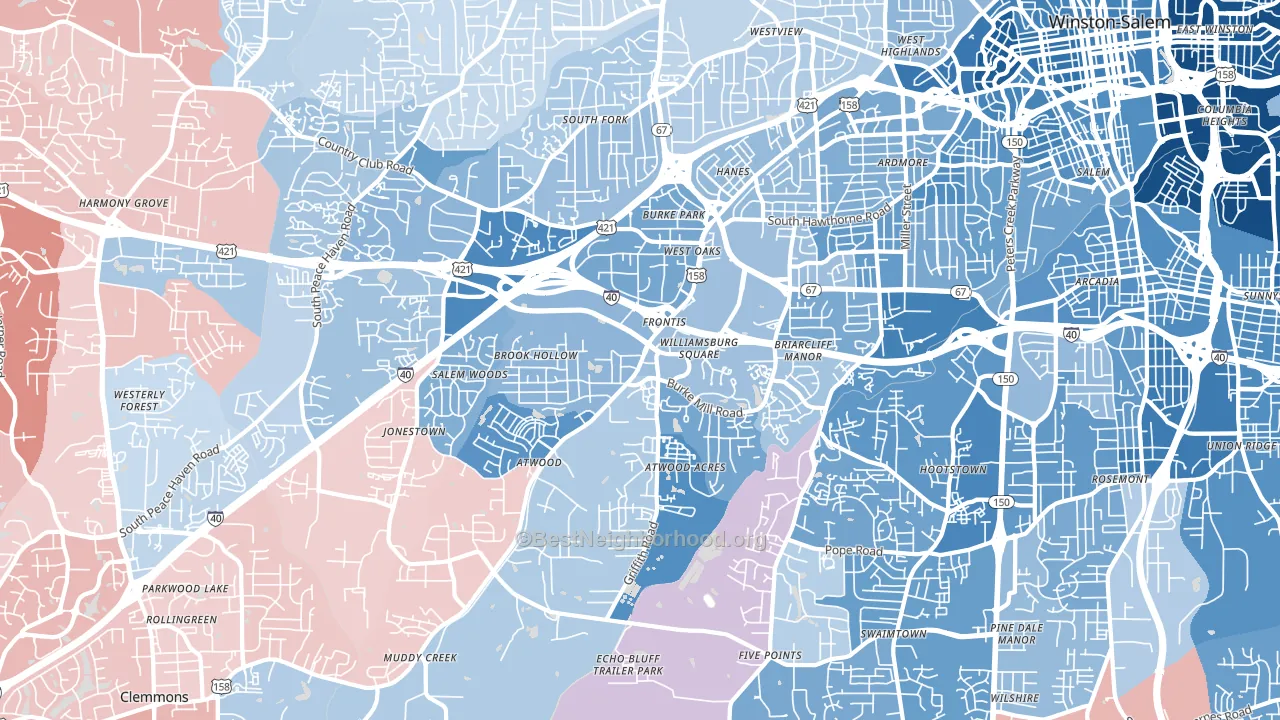 27103, NC block-group political-lean map