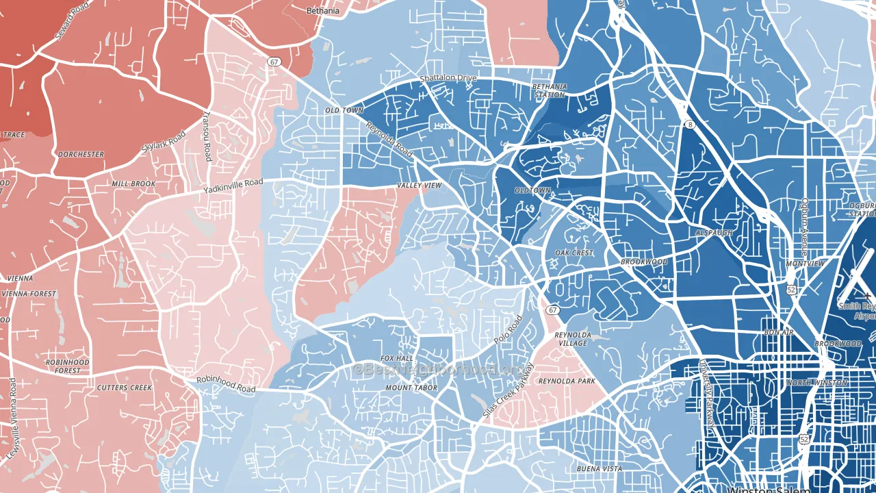 27106, NC block-group political-lean map
