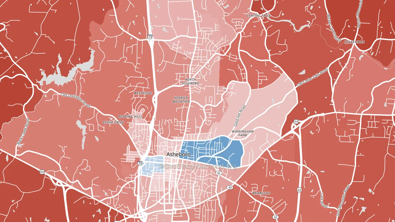27203, NC block-group political-lean map