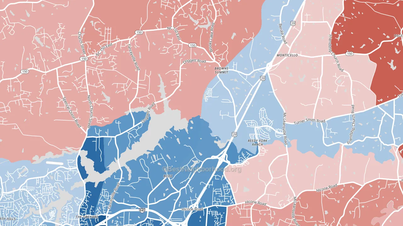 27214, NC block-group political-lean map