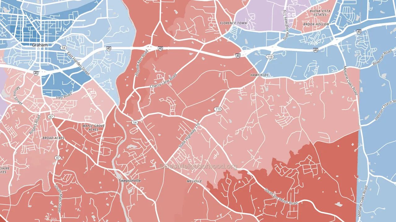 27258, NC block-group political-lean map