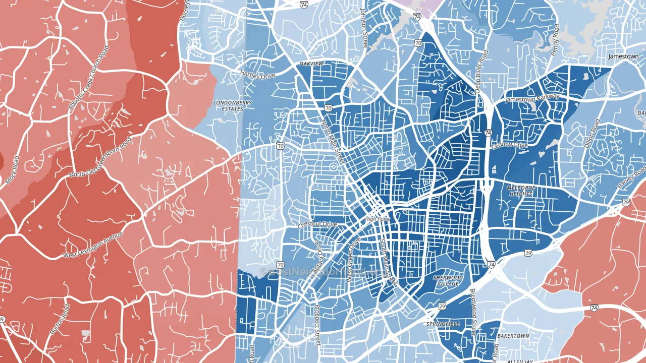 27262, NC block-group political-lean map