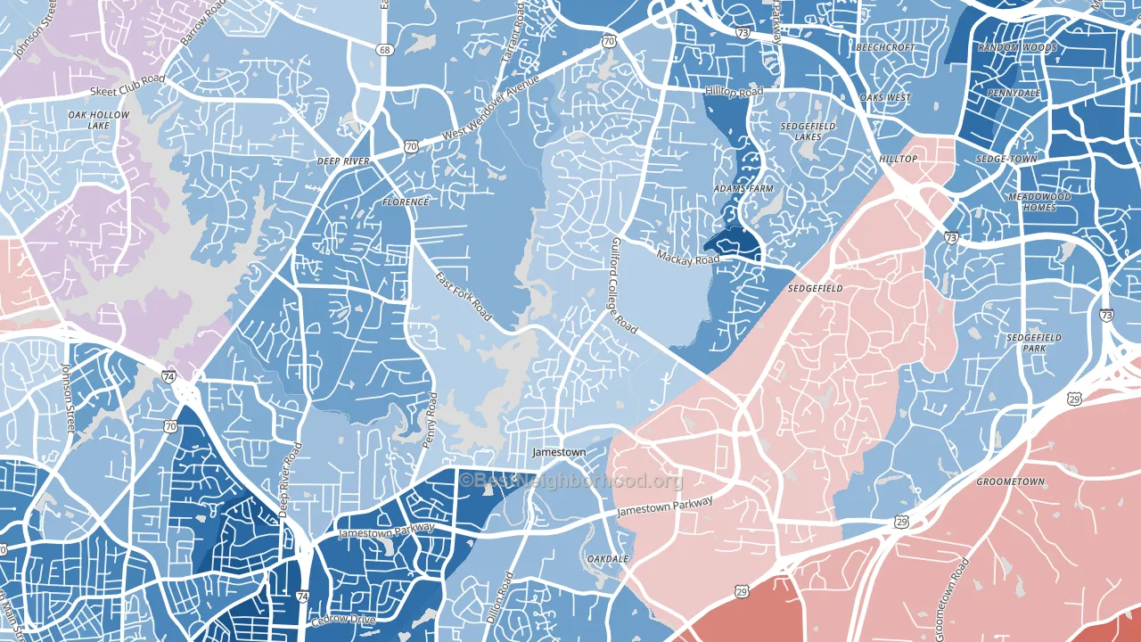 27282, NC block-group political-lean map