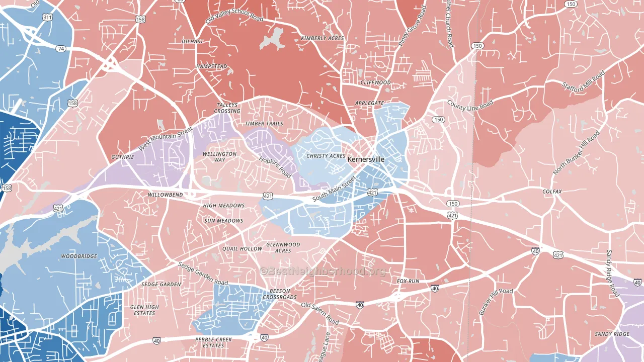 27284, NC block-group political-lean map
