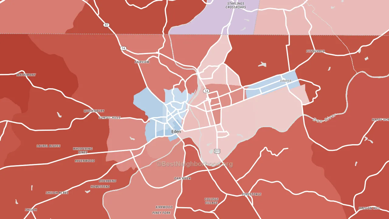 27288, NC block-group political-lean map