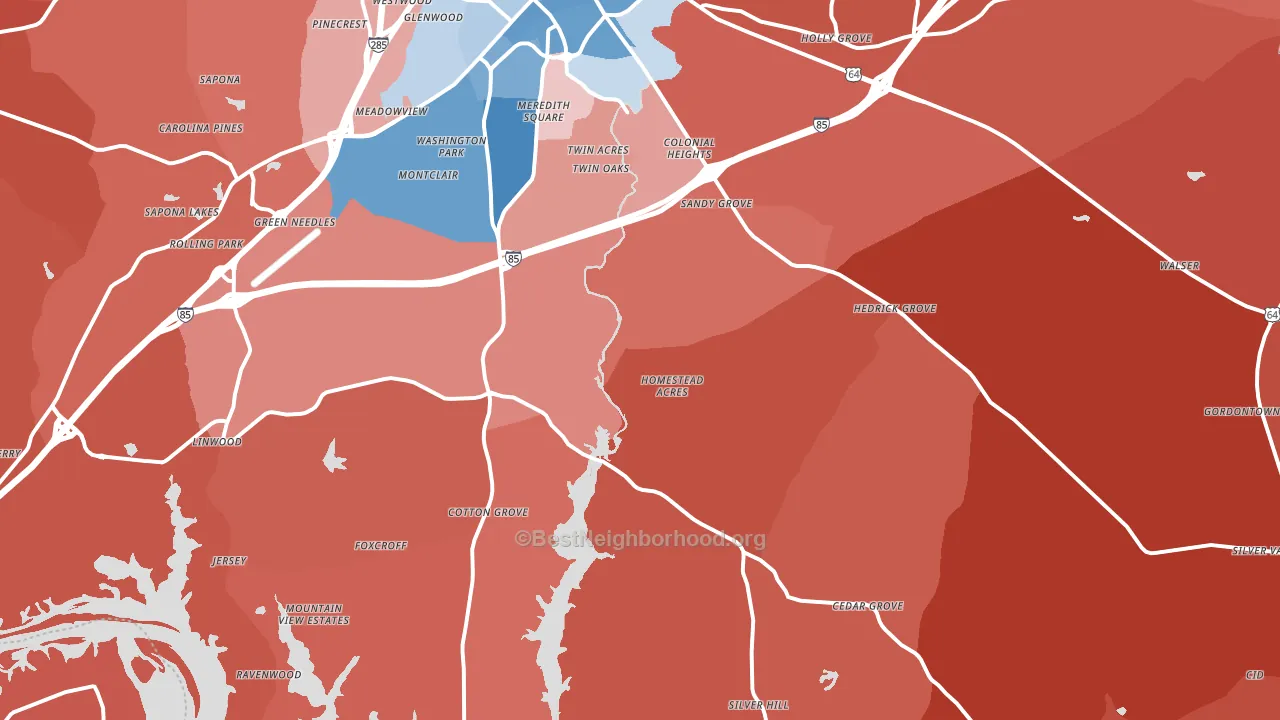 27292, NC block-group political-lean map