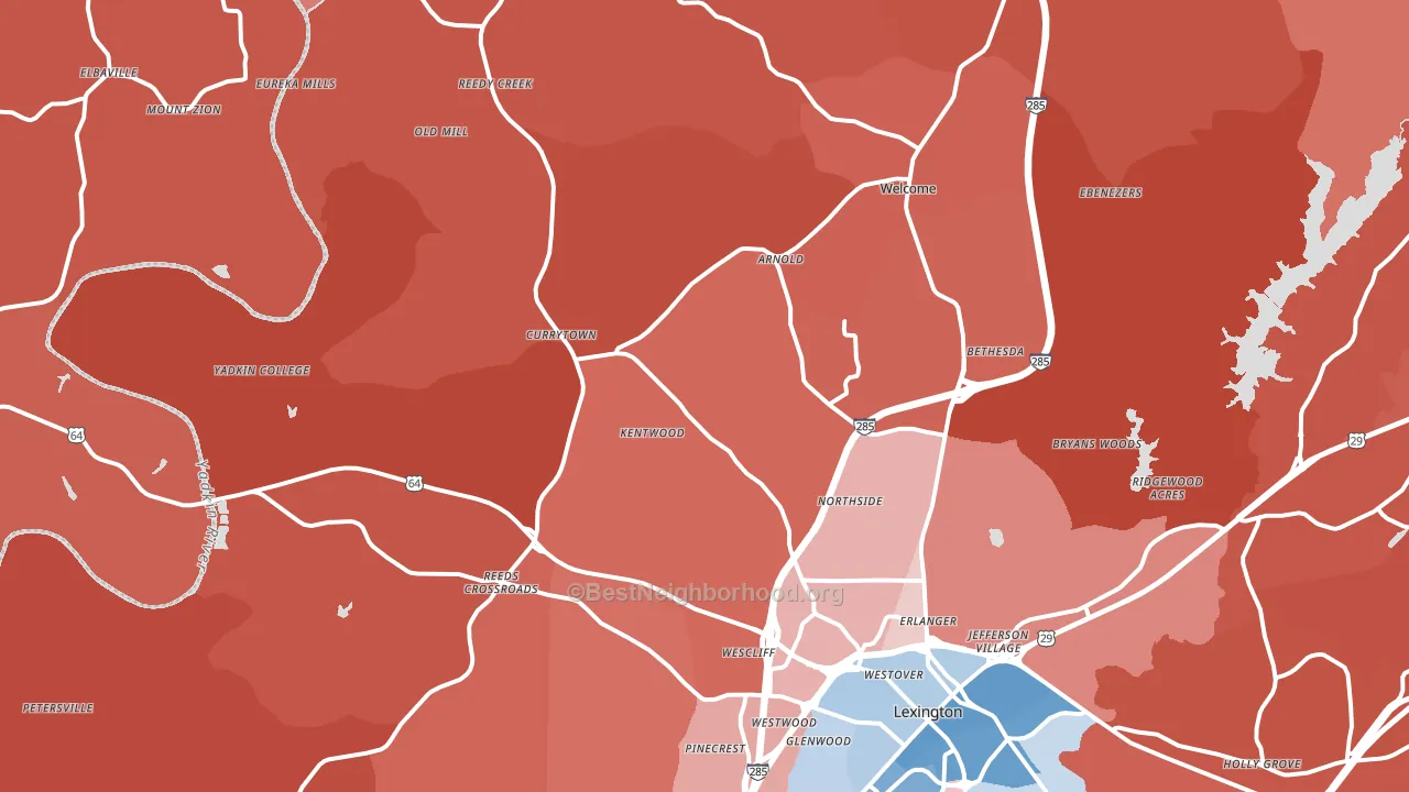 27295, NC block-group political-lean map