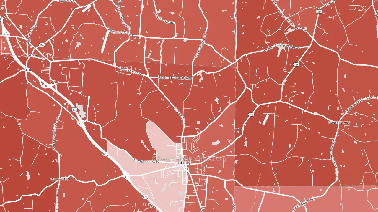 27298, NC block-group political-lean map