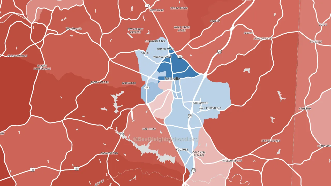 27320, NC block-group political-lean map