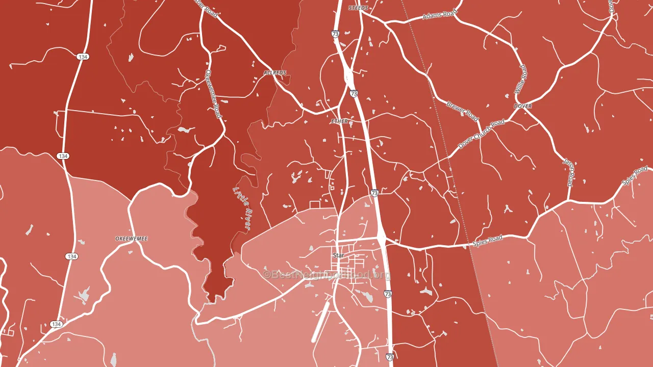 27356, NC block-group political-lean map