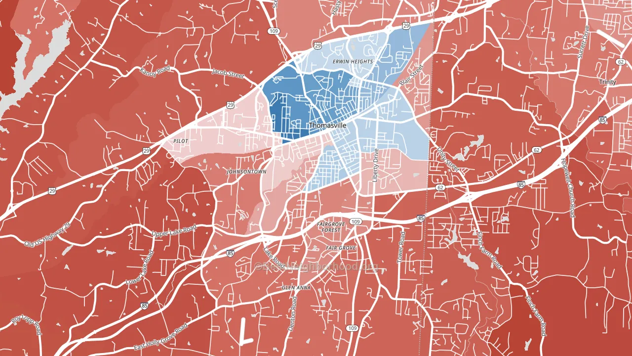 27360, NC block-group political-lean map