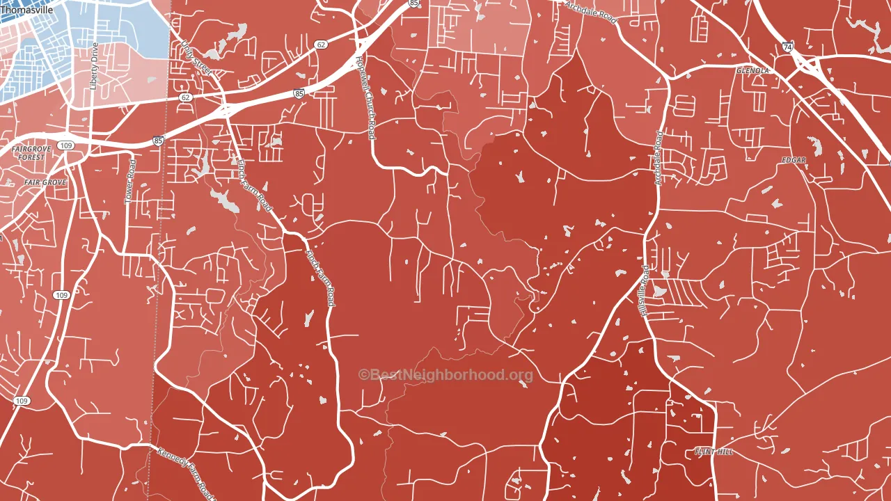 27370, NC block-group political-lean map