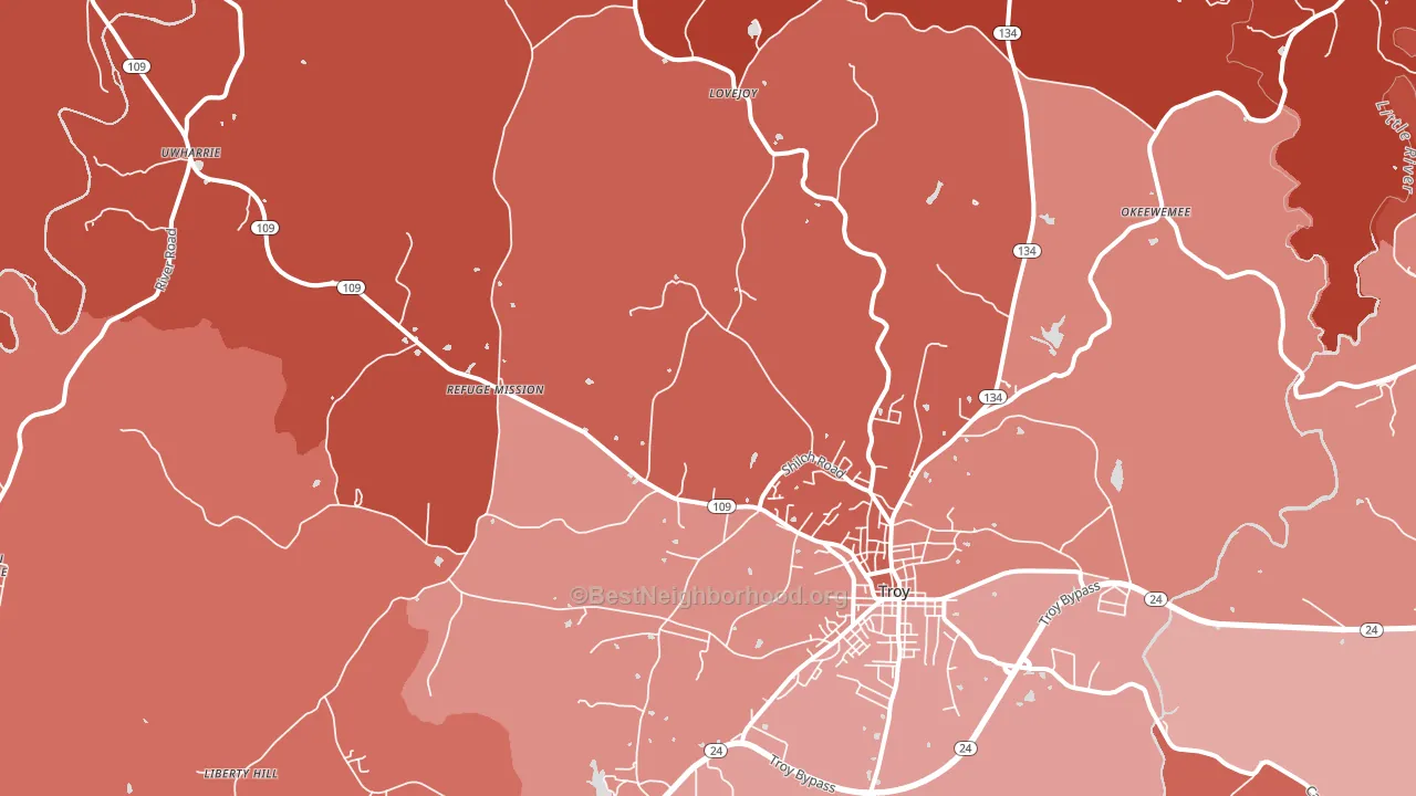 27371, NC block-group political-lean map