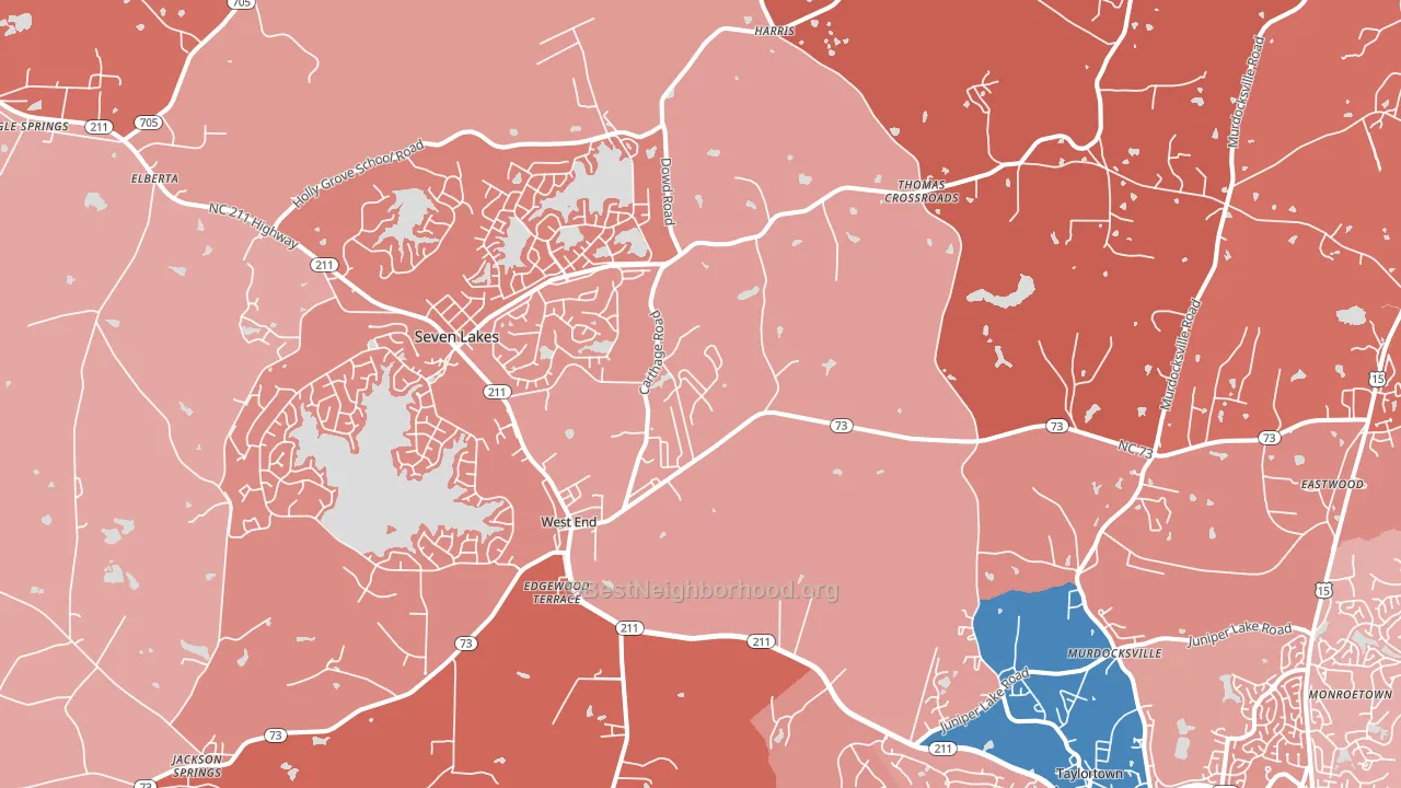 27376, NC block-group political-lean map