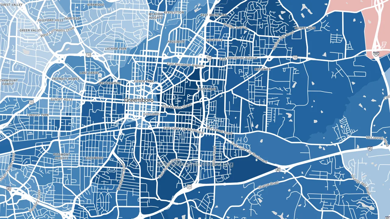 27401, NC block-group political-lean map