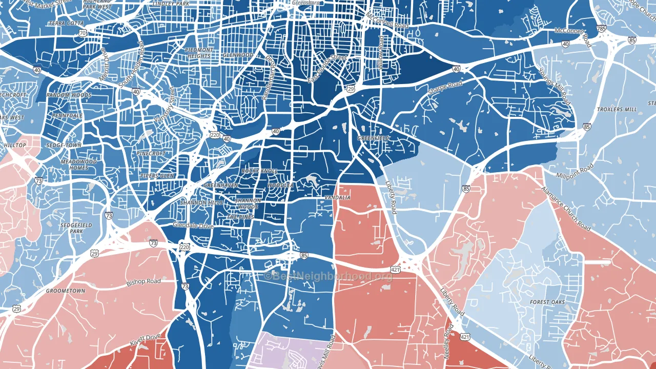 27406, NC block-group political-lean map