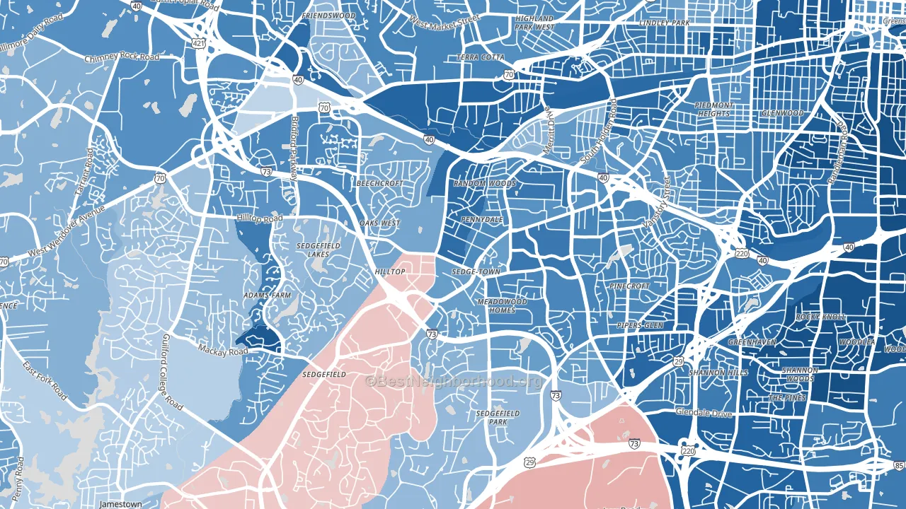 27407, NC block-group political-lean map