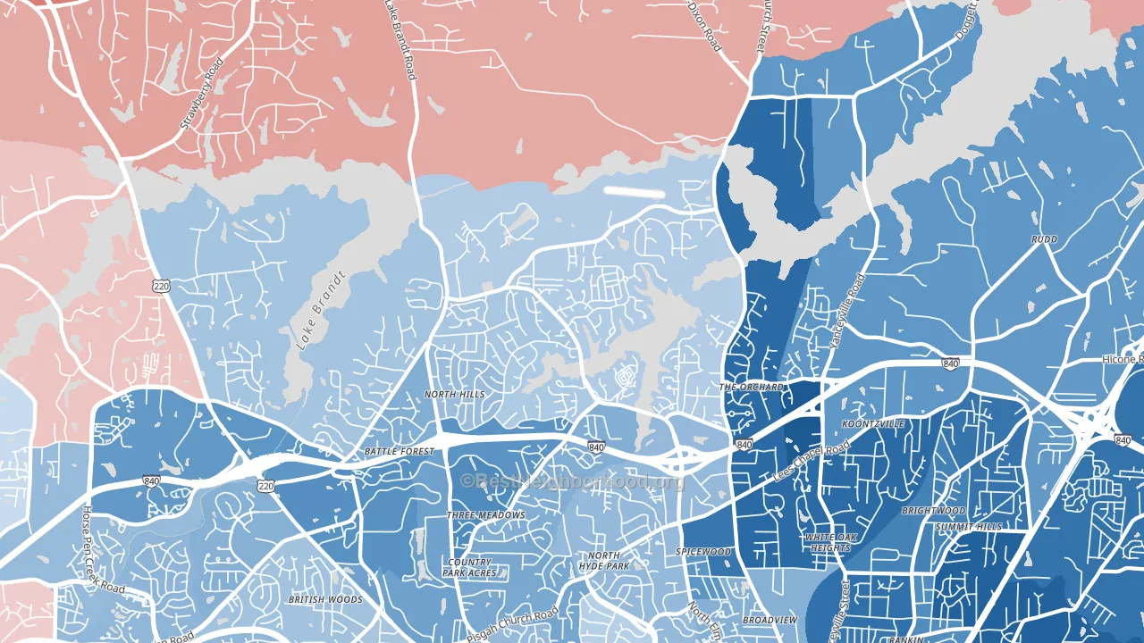 27455, NC block-group political-lean map