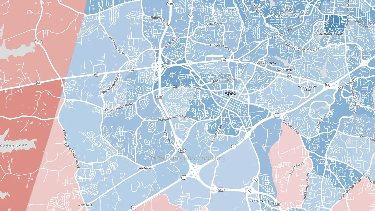27502, NC block-group political-lean map