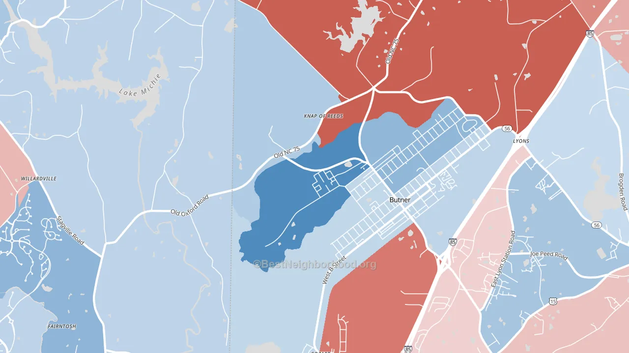 27509, NC block-group political-lean map