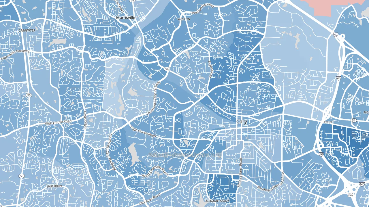 27513, NC block-group political-lean map