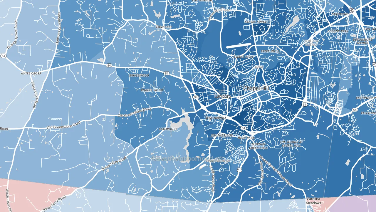 27516, NC block-group political-lean map