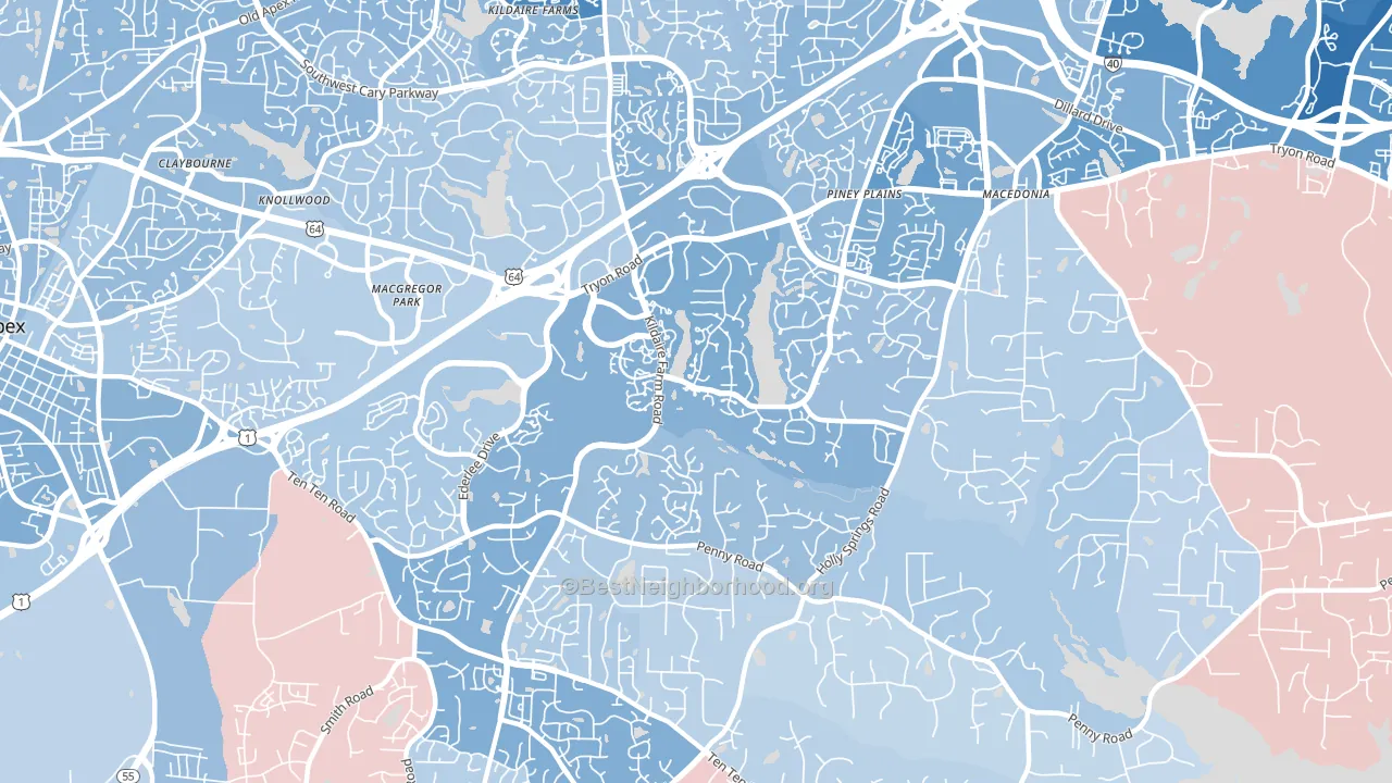 27518, NC block-group political-lean map