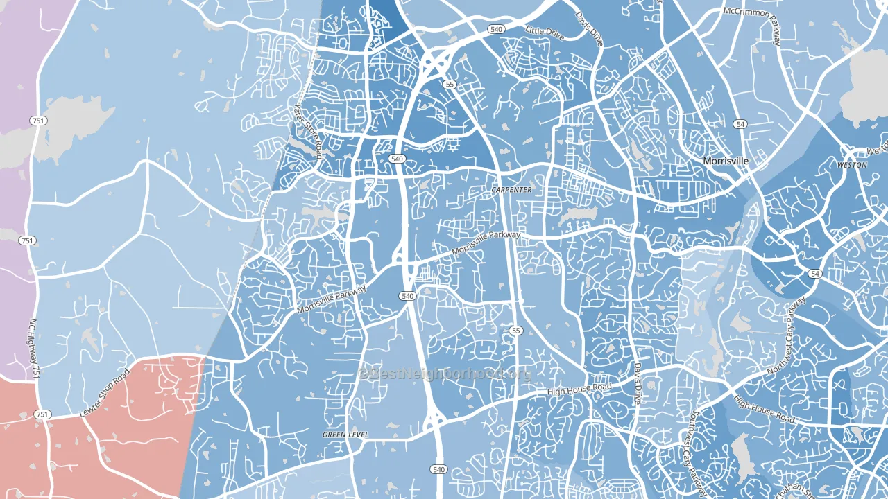 27519, NC block-group political-lean map