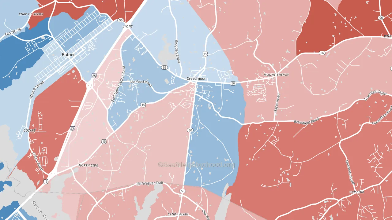 27522, NC block-group political-lean map