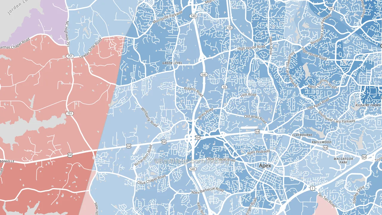 27523, NC block-group political-lean map