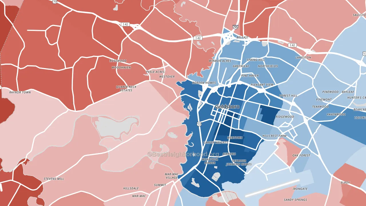 27530, NC block-group political-lean map