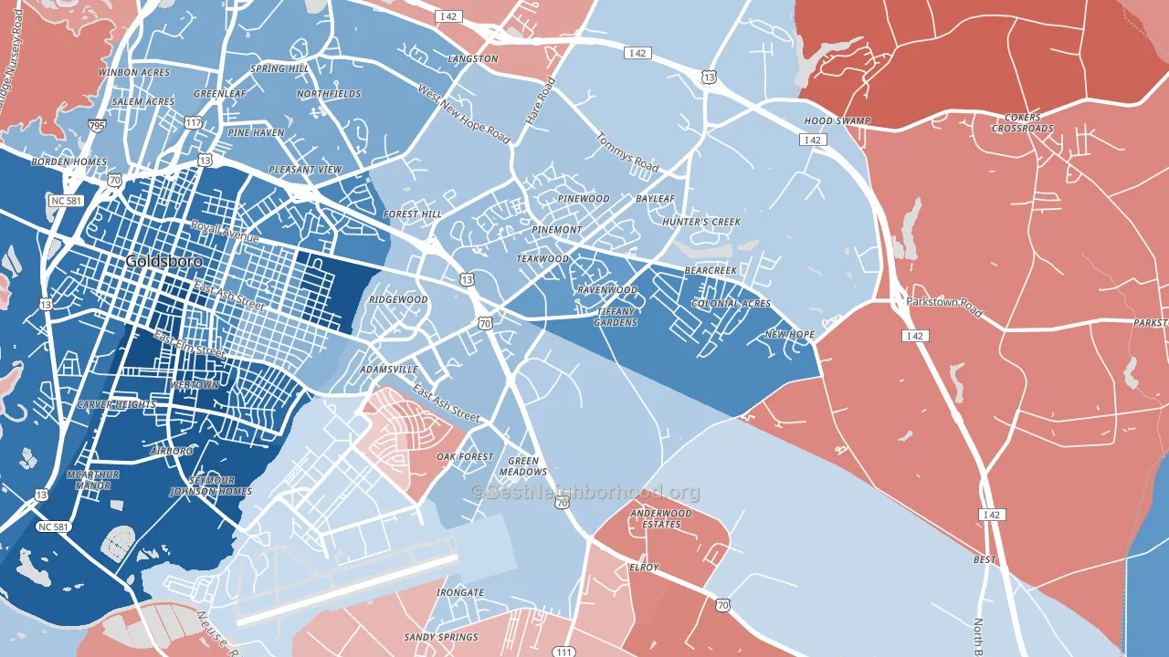 27534, NC block-group political-lean map