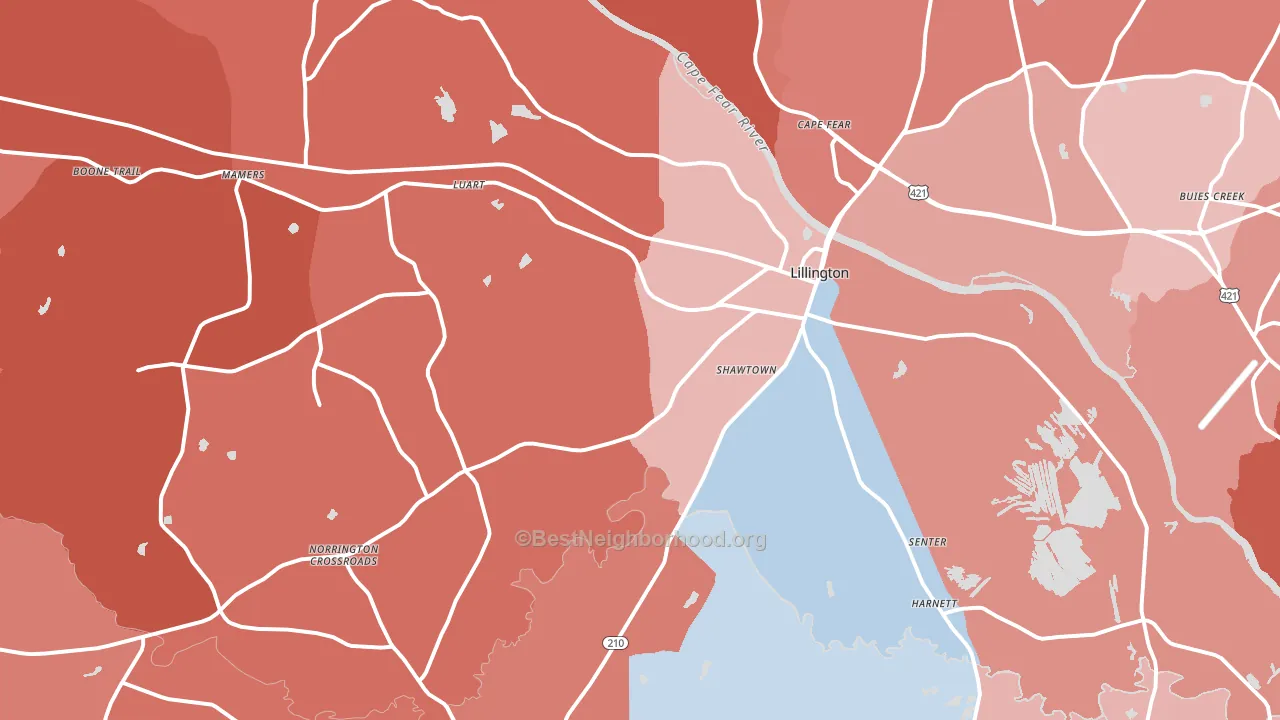 27546, NC block-group political-lean map