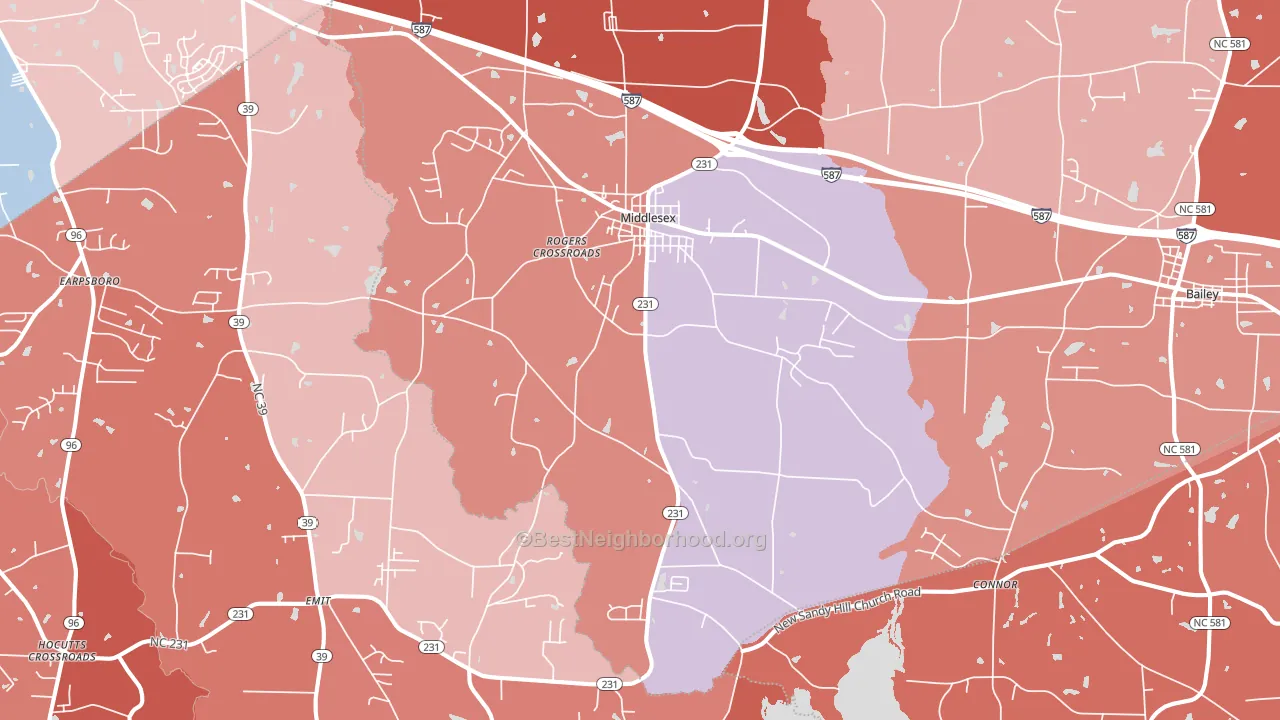 27557, NC block-group political-lean map