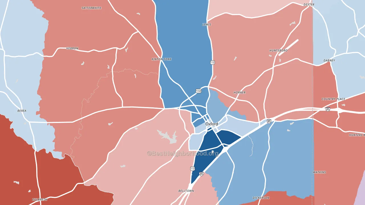 27565, NC block-group political-lean map