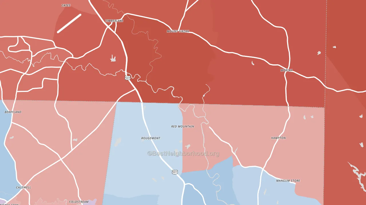 27572, NC block-group political-lean map