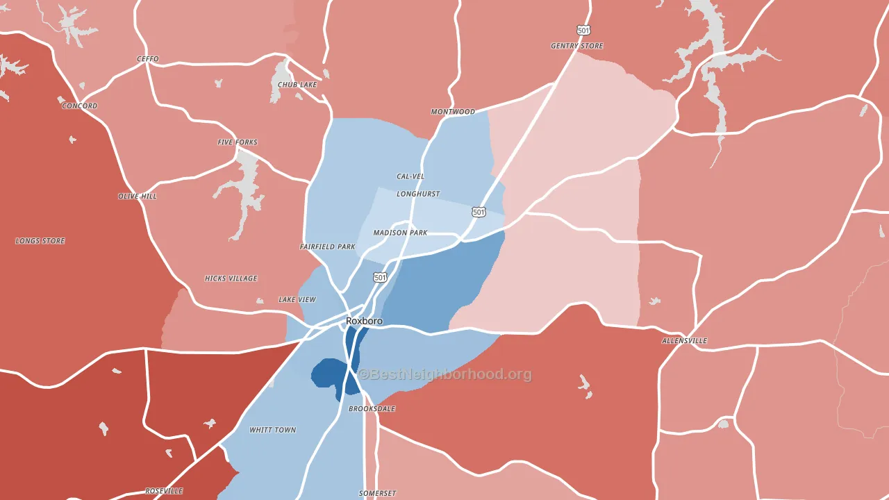 27574, NC block-group political-lean map