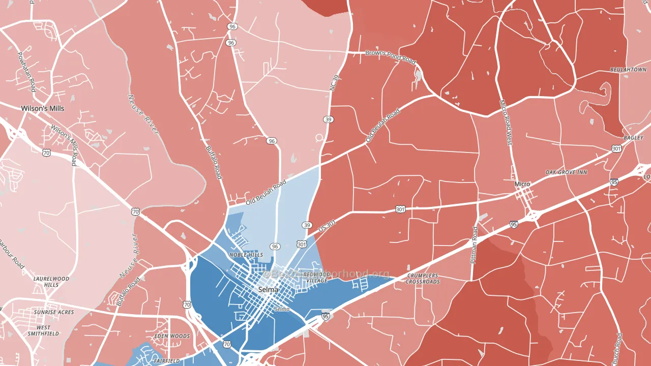 27576, NC block-group political-lean map