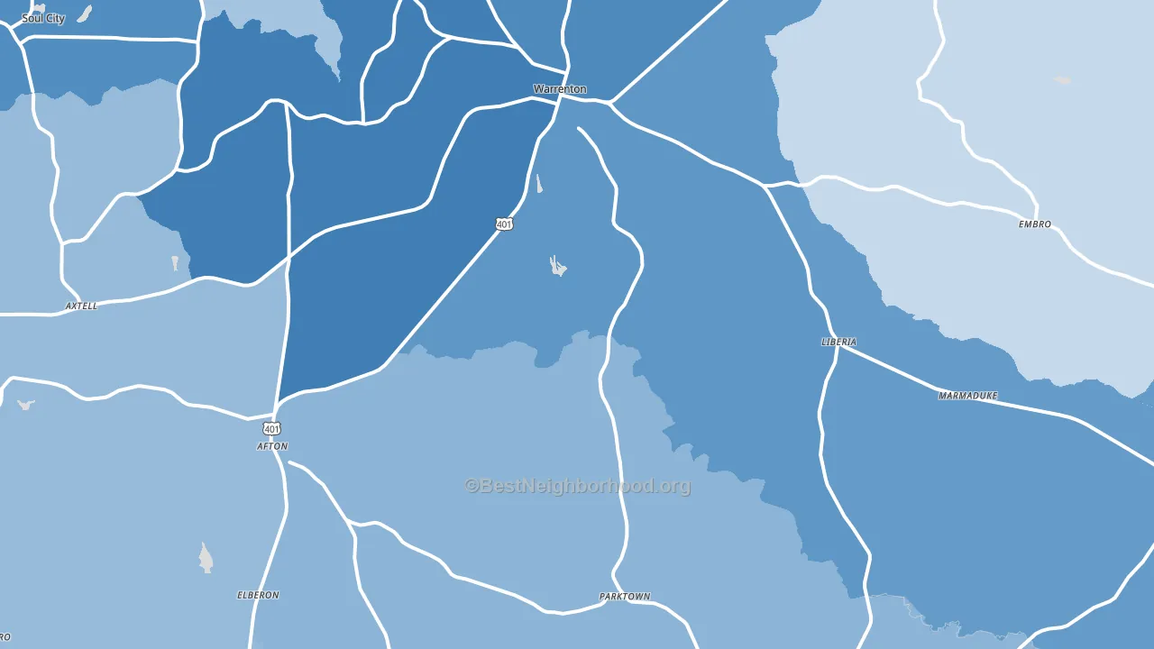 27589, NC block-group political-lean map