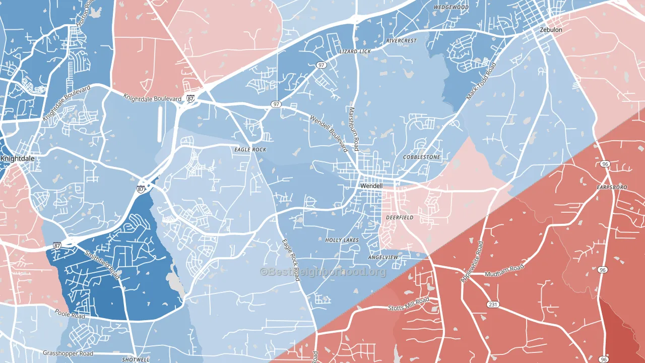 27591, NC block-group political-lean map