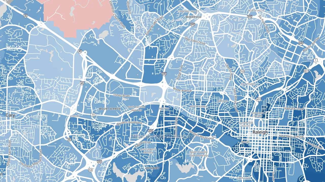 27607, NC block-group political-lean map