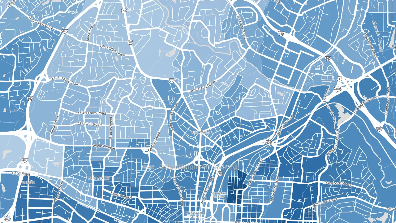 27608, NC block-group political-lean map