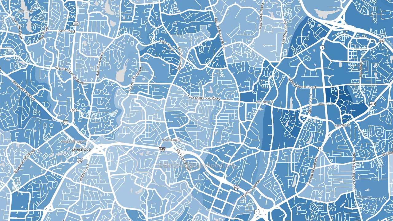 27609, NC block-group political-lean map