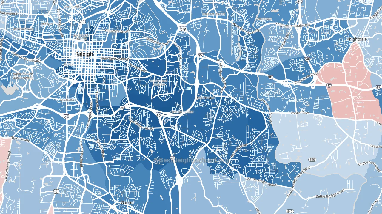 27610, NC block-group political-lean map