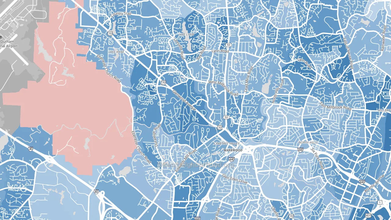 27612, NC block-group political-lean map