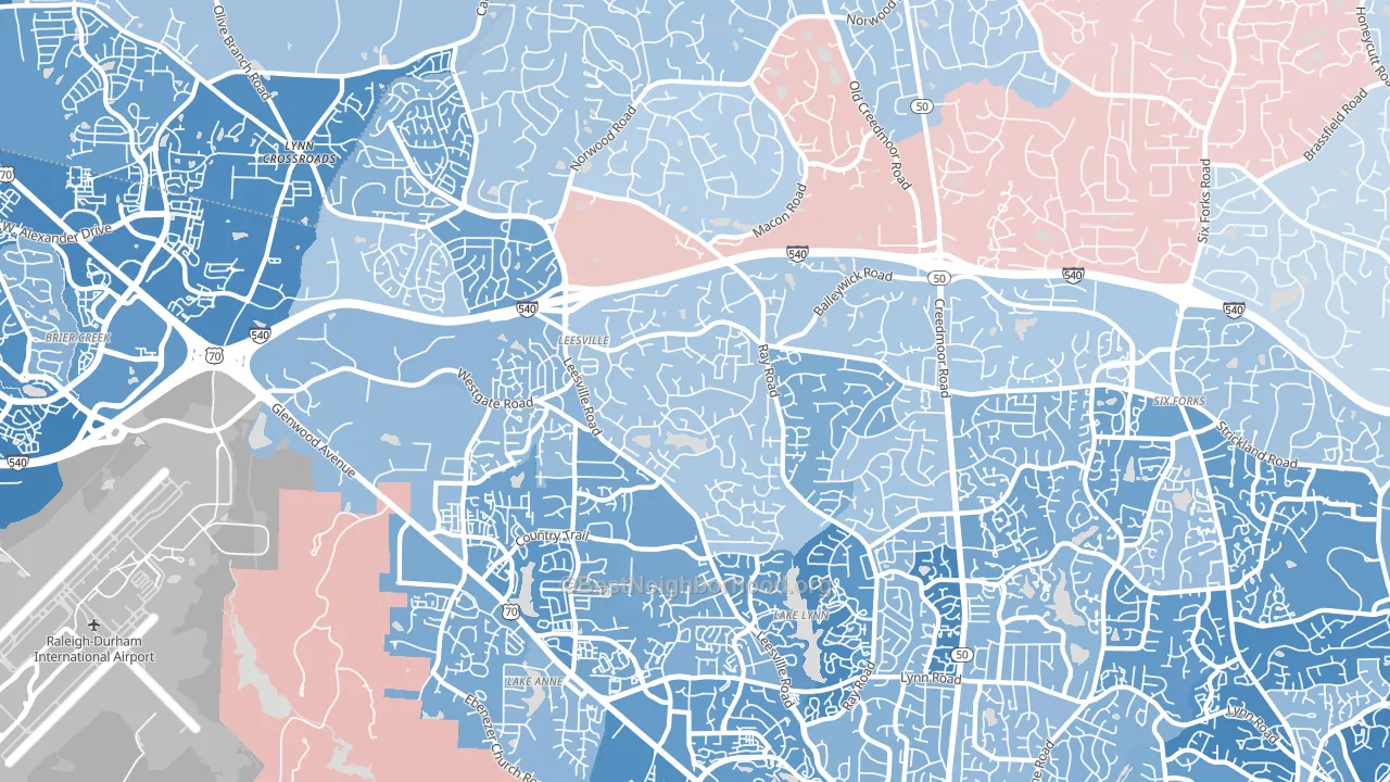 27613, NC block-group political-lean map