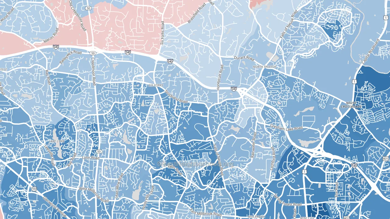 27615, NC block-group political-lean map