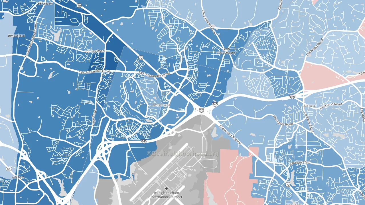 27617, NC block-group political-lean map